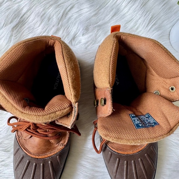 Nautica Waterproof Insulated Duck Lace-Up Brown Cold Weather Snow Boots Size 10 - Picture 10 of 14
